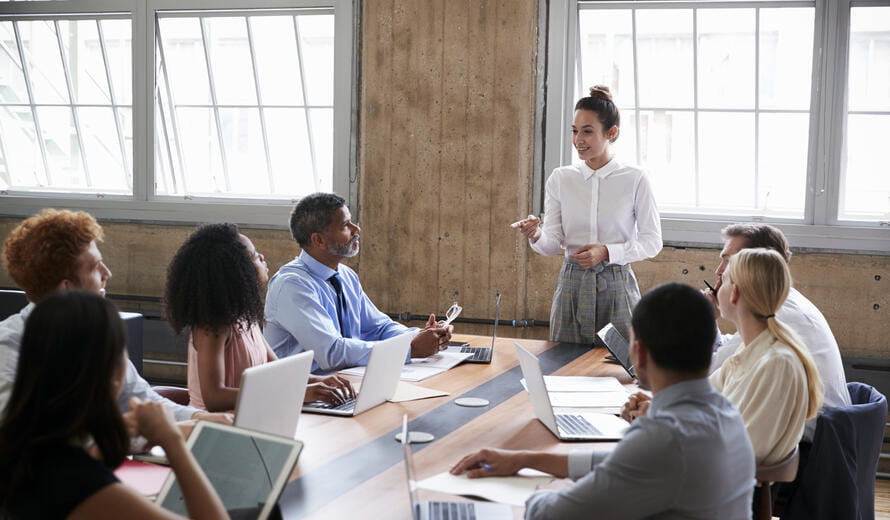 people talking in a meeting