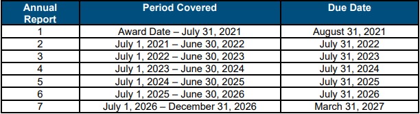 Summary of the report timelines