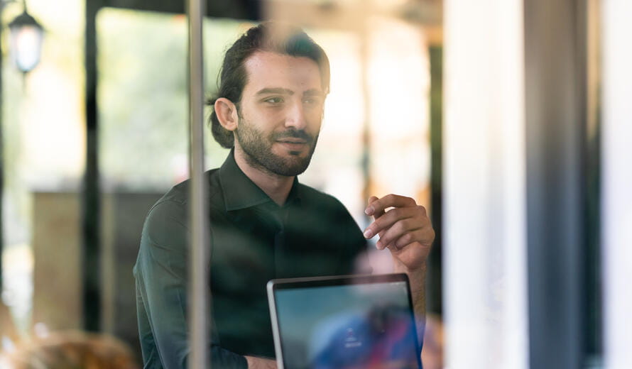 man near a laptop