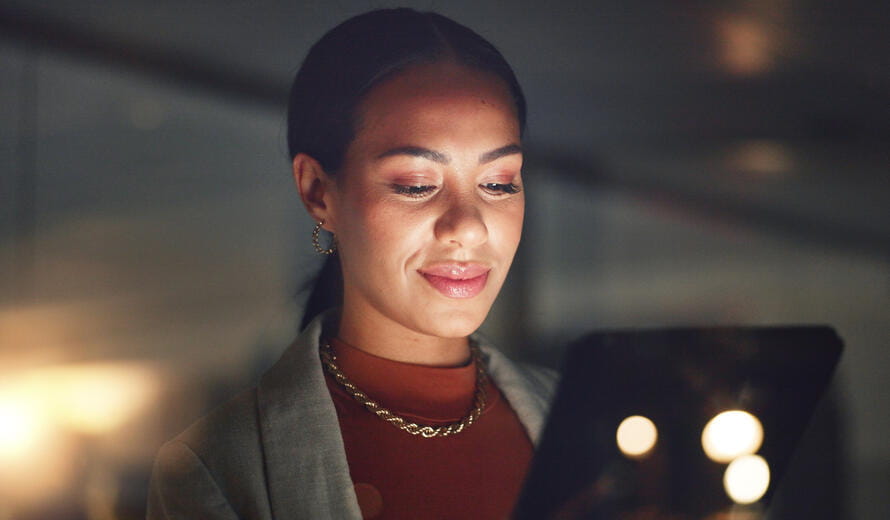 woman on a tablet