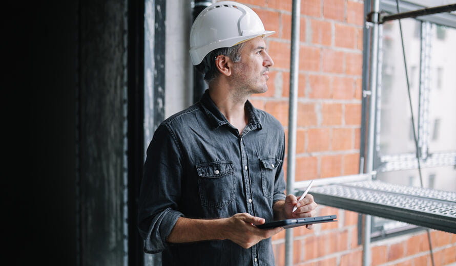 construction worker looking out