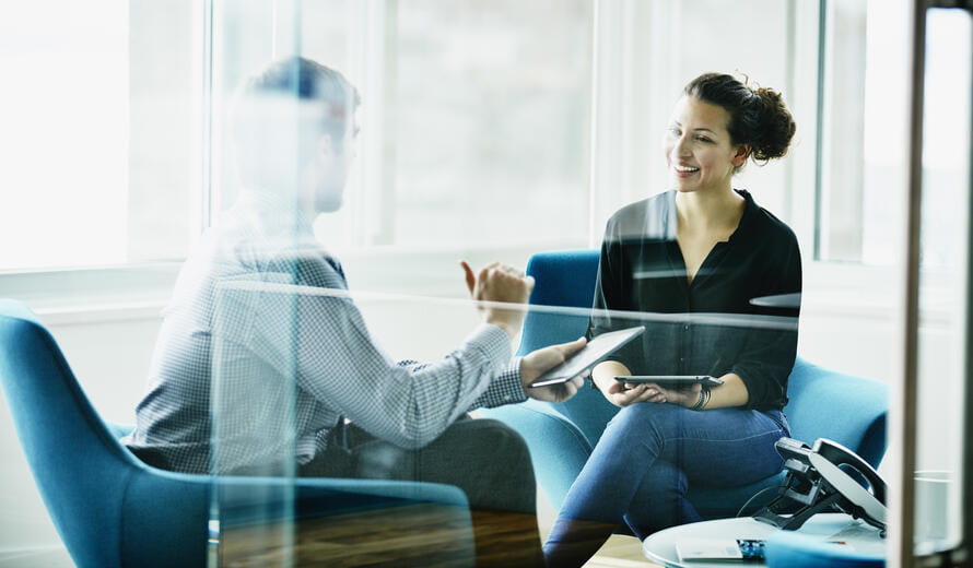 two people having a conference